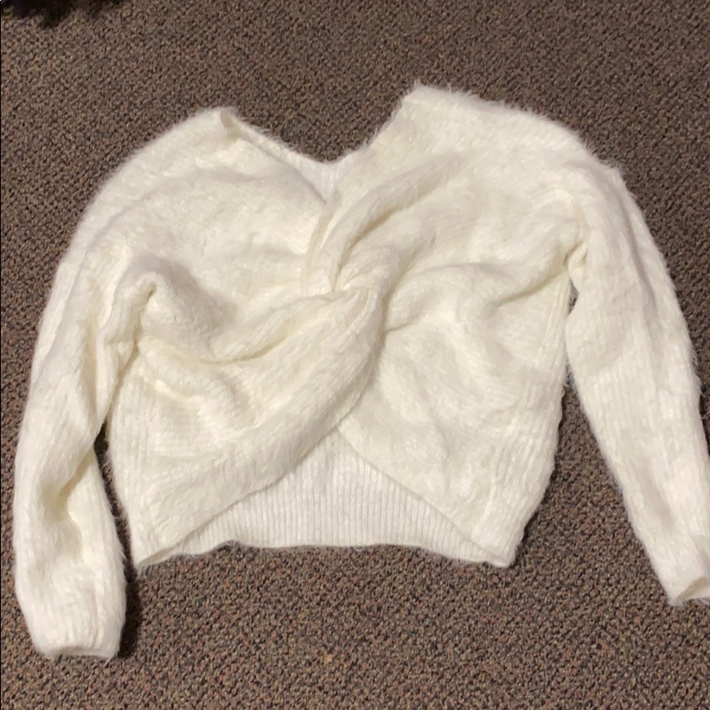 White fuzzy sweater